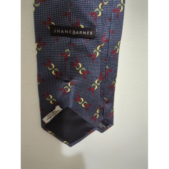 Jhane Barnes Mens Multicolor Abstract Blue 100% Silk Necktie Handmade In Japan - Picture 3 of 6